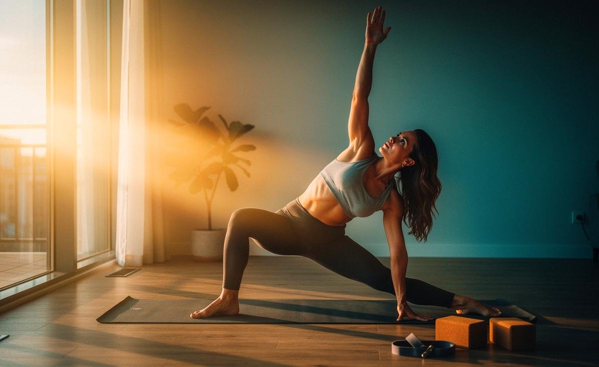 Illustration von einer Person auf der Yogamatte, die ein 10-Minuten-Yoga-Programm zur sofortigen Verbesserung der Flexibilität praktiziert