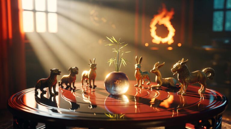 Illustration von sechs chinesischen Sternzeichen, die am 19. März 2026 in eine Wachstumsphase eintreten