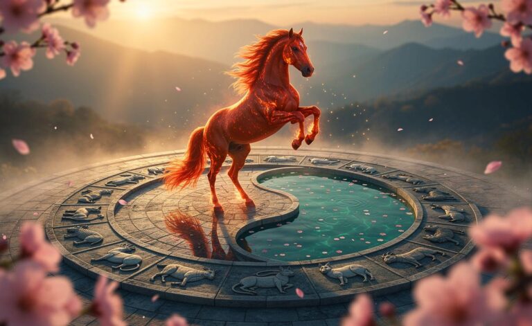 Illustration von Harmonie und Balance im chinesischen Zodiak-Horoskop für den 21. März 2026