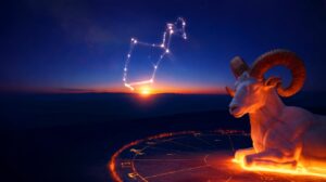 Illustration von Sonne im Widder am 19. März 2026, leuchtend im Tierkreis des täglichen Horoskops