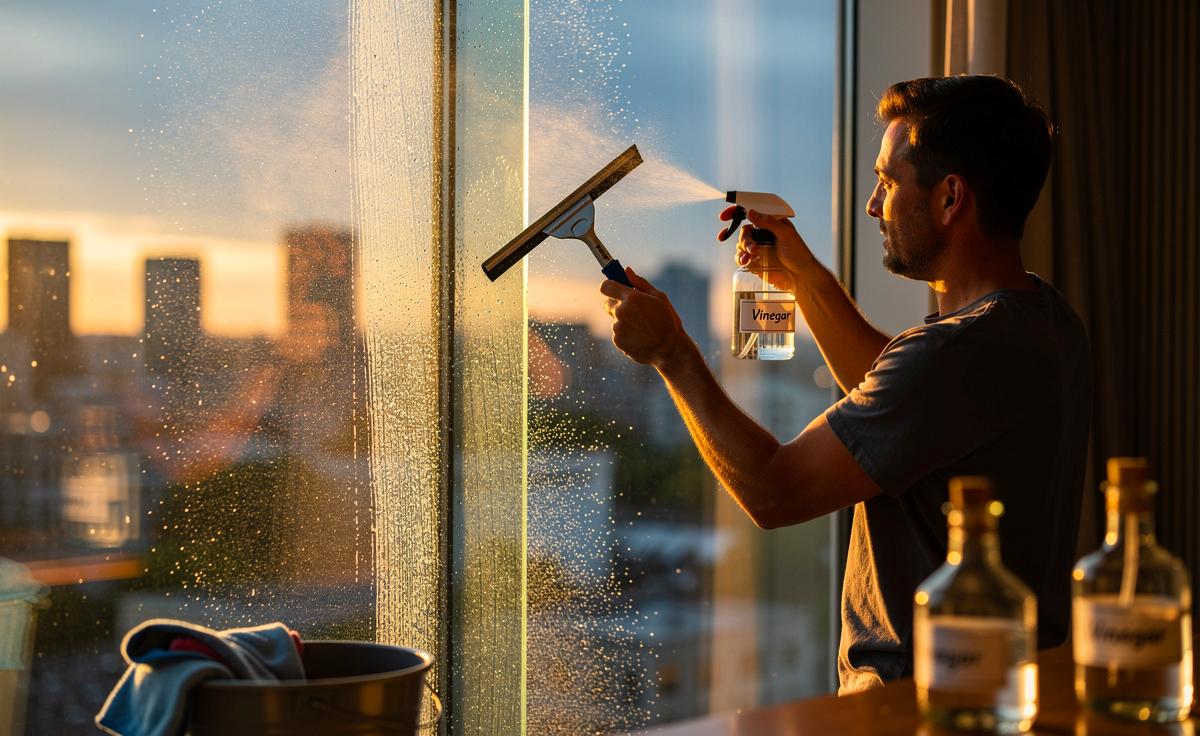 Ein Fensterreiniger erklärt, warum Essig als natürliches Reinigungsmittel vorteilhaft ist