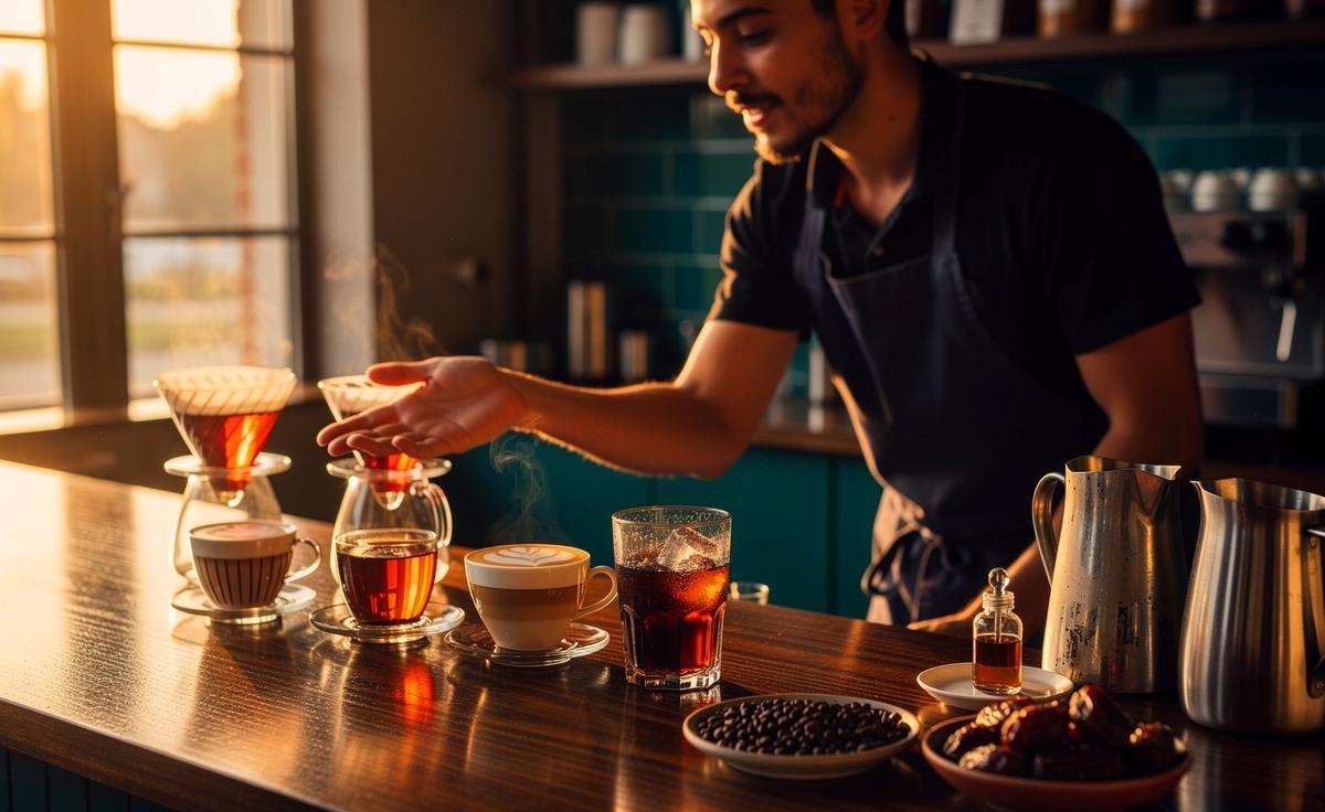 Ein freundlicher Service bietet Kaffeevariationen ohne verzögerten Zuckerersatz an.