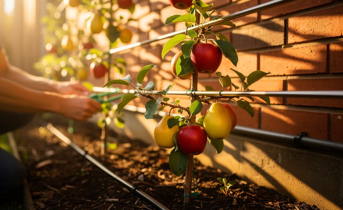 Ein Gärtner verrät, warum Espalierbäume Platz im kleinen Garten sparen und hohen Ertrag bringen.