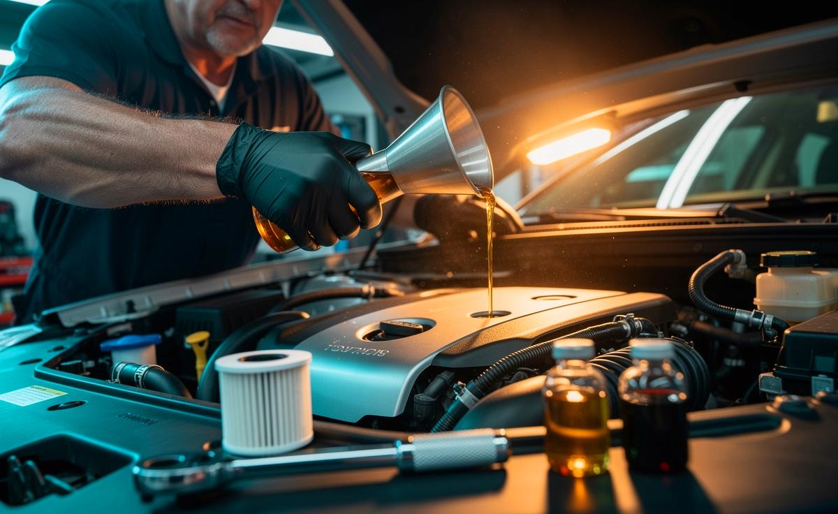 Ein Kfz-Mechatroniker zeigt, warum regelmäßige Ölwechsel die Lebensdauer des Motors verlängern