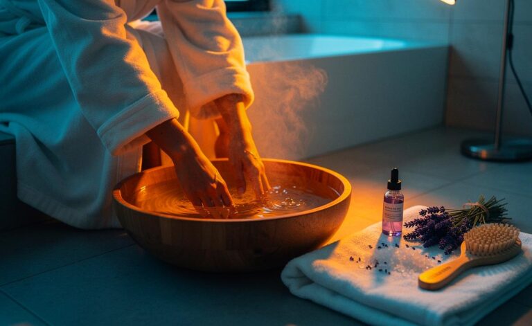 Illustration von [einem täglichen Fußbad zur Förderung der Regeneration, erklärt von einem Wellness-Experten]