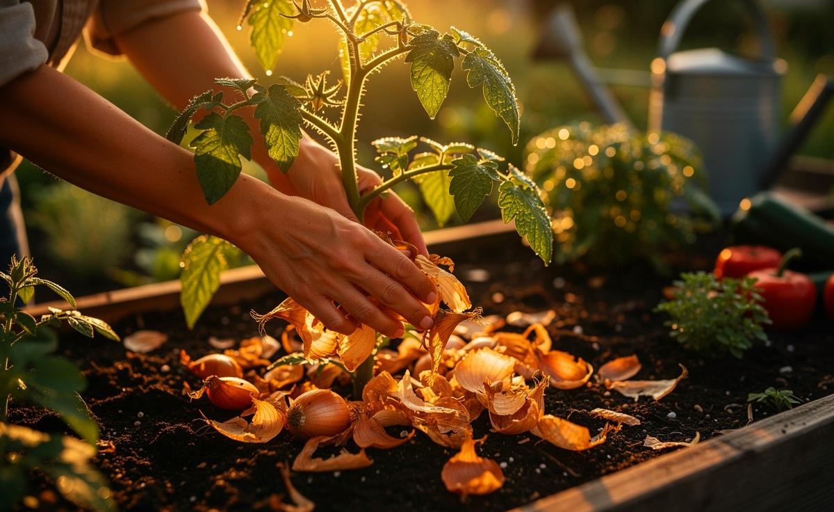 Eine Gärtnerin erklärt, wie Zwiebelschalen im Garten als natürlicher Dünger wirken könnnen
