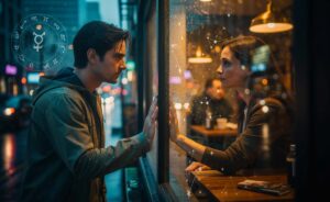 Illustration von einer unerwarteten Begegnung, die im Liebeshoroskop vom 24. März 2026 Klarheit bringt