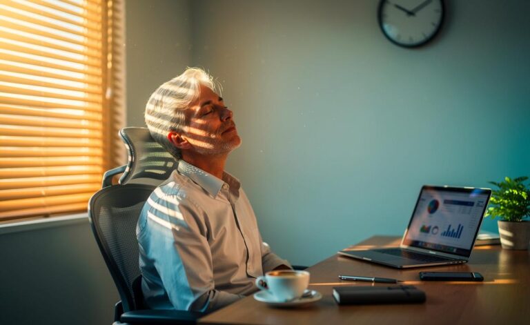 Illustration von einer Person über 50 bei einem kurzen Nickerchen zur Steigerung der Konzentration