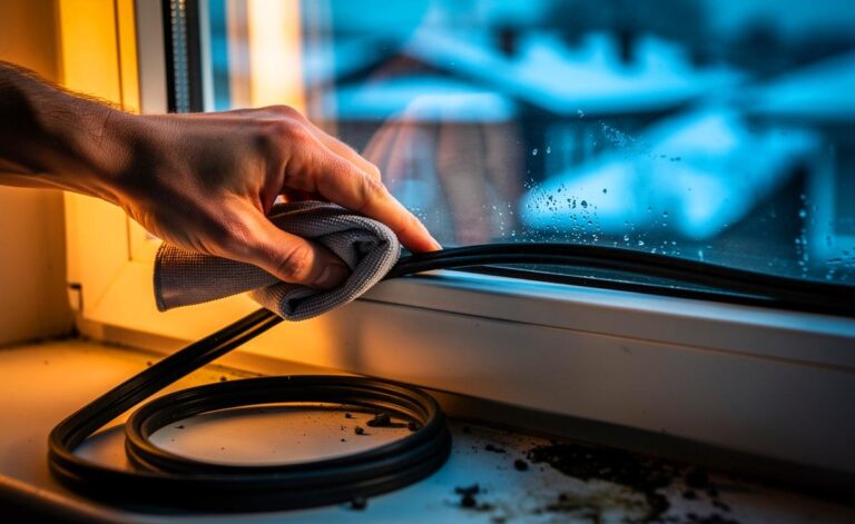Illustration von dem Austausch von Fensterdichtungen zur Energieeinsparung und Schimmelprävention